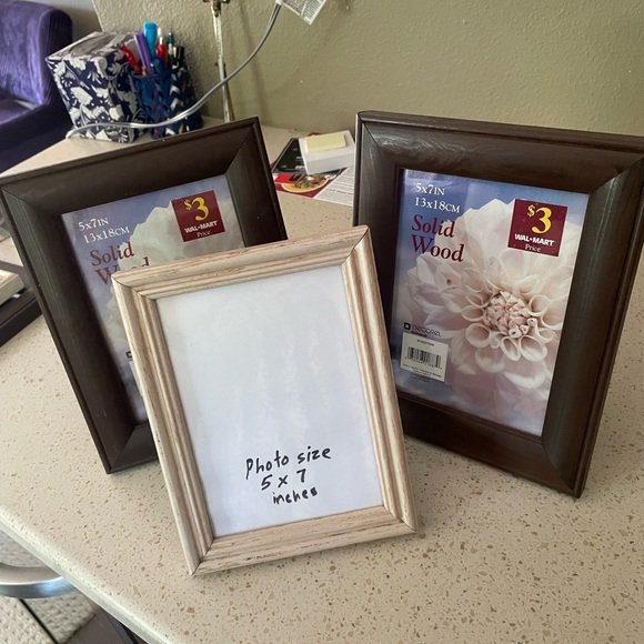 Three solid wood picture frames -fit photos sized 5” x 7” - Picture 2 of 5